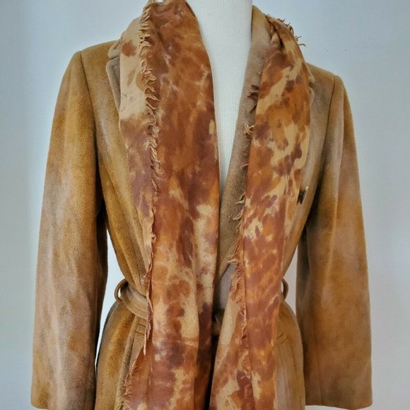 Long CASHMERE wool pea coat trench wrap Med large gray Tan Black beige camel XL - Picture 5 of 11